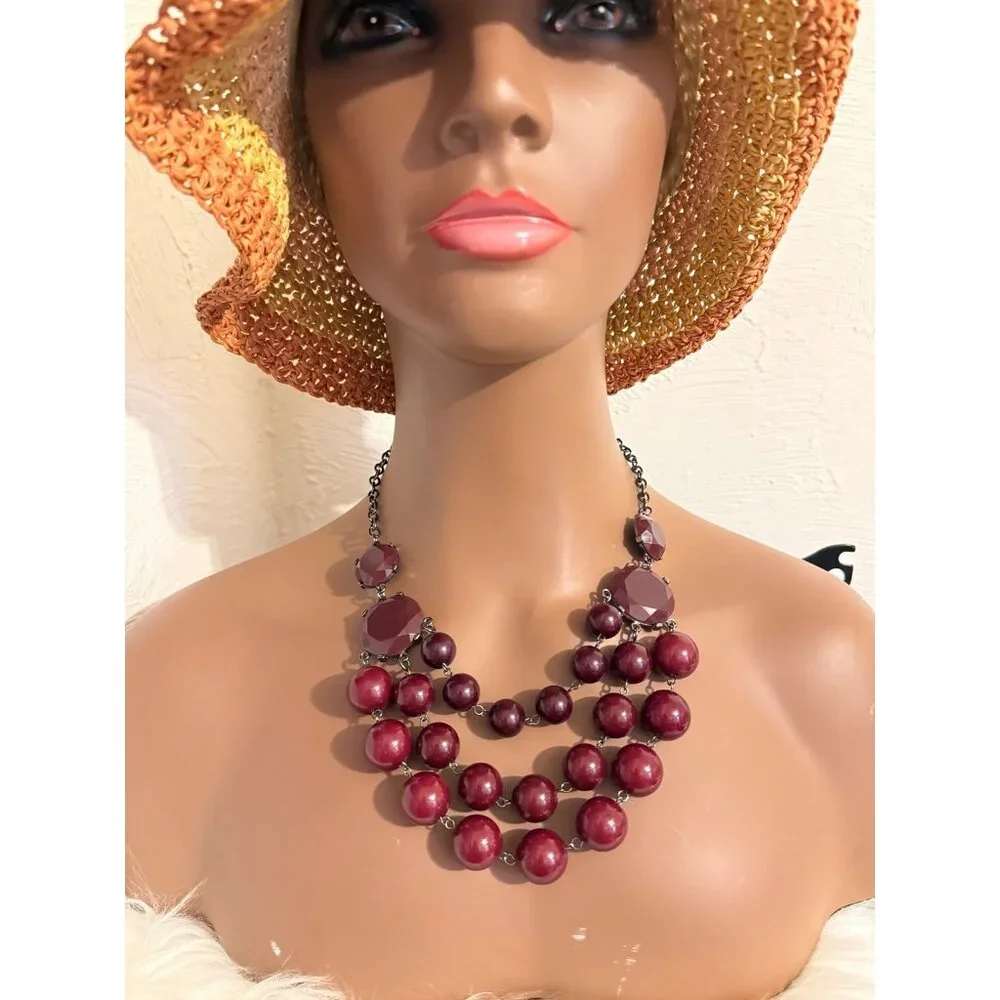 Lovely Red Stones Statement‎ Necklace (n1)